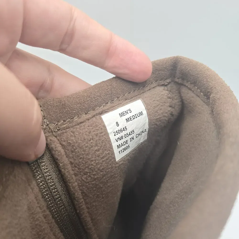 L.L. Bean Primaloft Insulated Boots Brown Suede Fleece Side Zip Men's 8 M